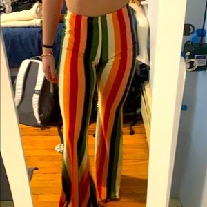 Rainbow Striped stretchy flare pants